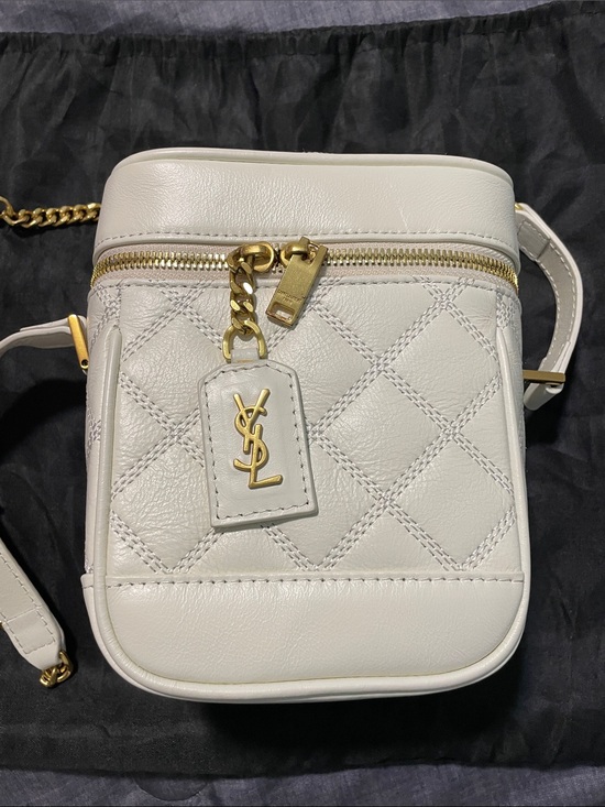 Saint Laurent Handbags - White Quilted Leather Crossbody Bag with Gold Hardware